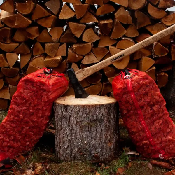 Firestarter main product with cedar kindling and chopping block