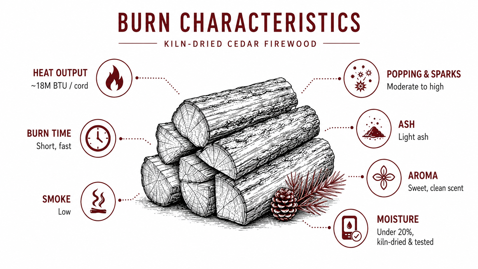 Burn Characteristics Cedar Firewood Timber Ridge