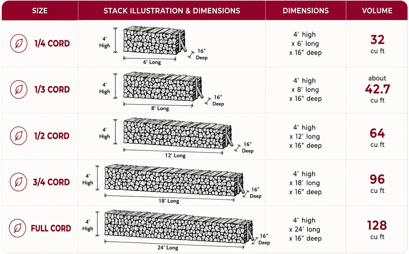 Cord Sizes Table TimberRidge